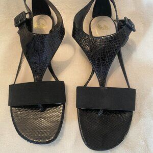 EUC Delman Black Snakeskin Sandals Size 7.5